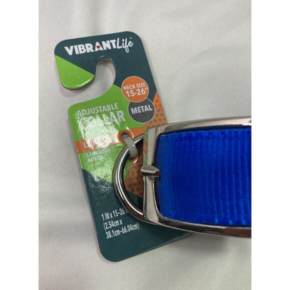 New Vibrant Life Nylon Collar Metal Buckle Blue 15-26" L Dog Collar Retrievers - Picture 3 of 5